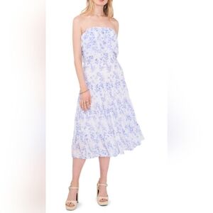 1.STATE 1.STATE Womens Strapless Ruff Countryside dress floral Ditsy L